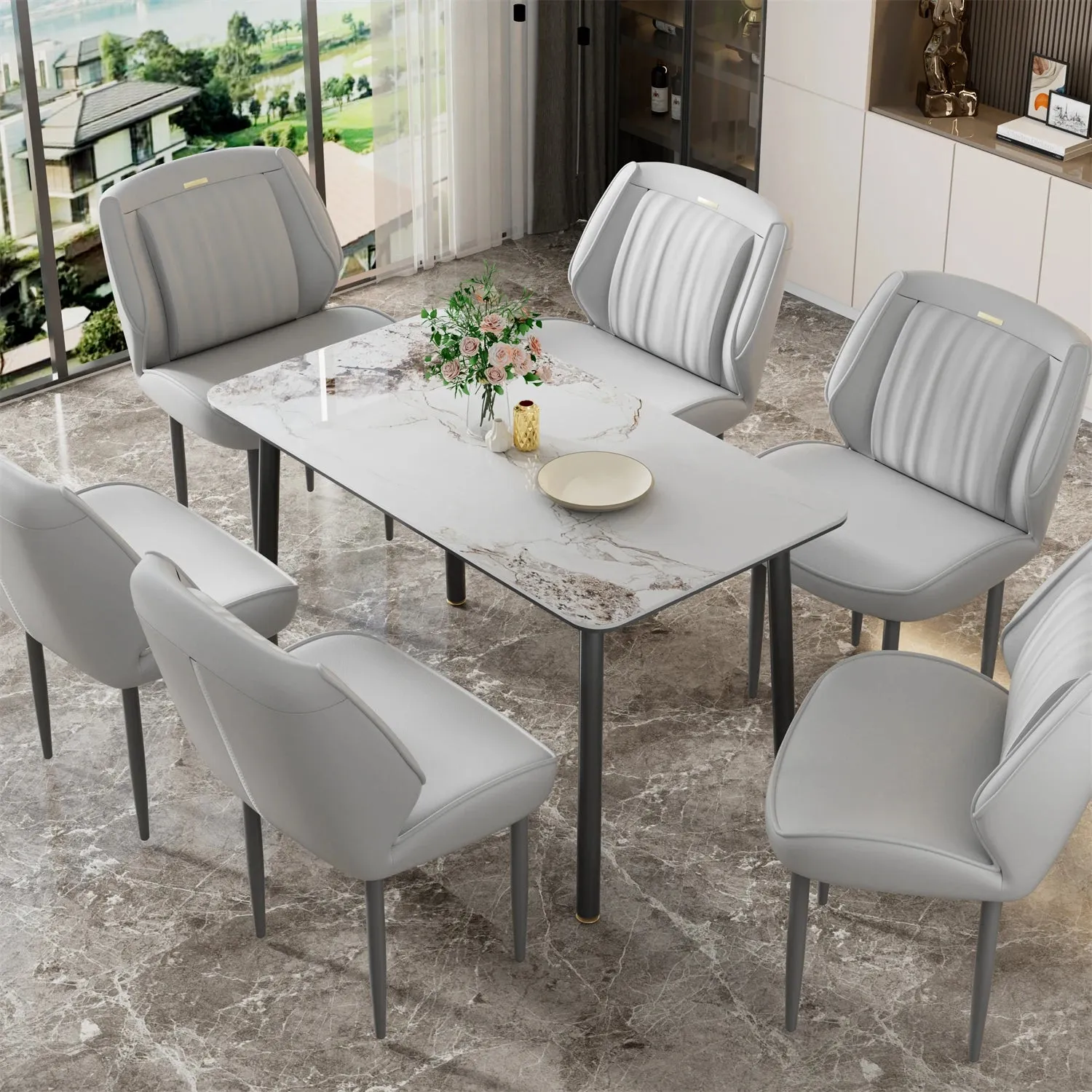 2 Piece Leather Dining Chairs For Kitchen Or Restaurant