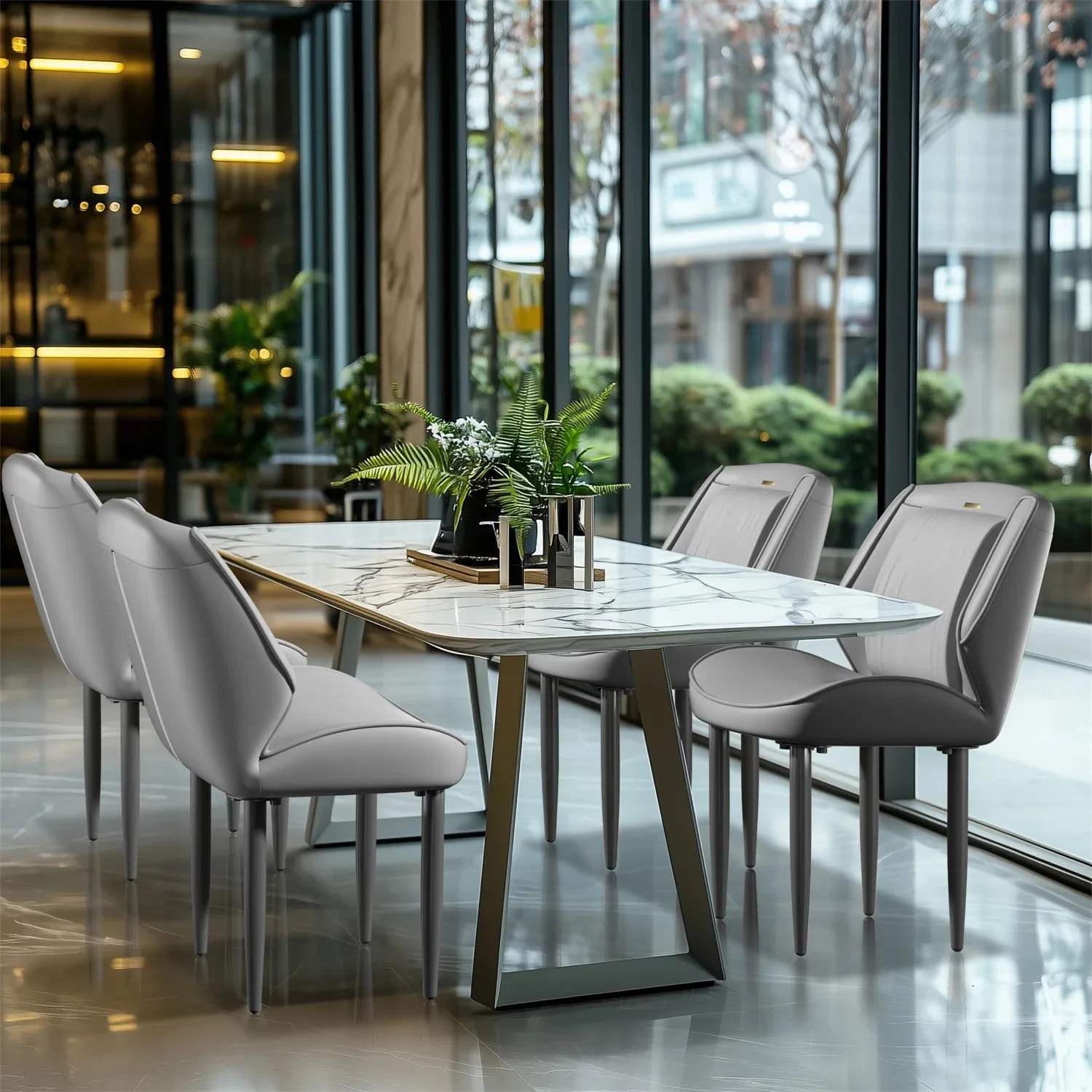 2 Piece Leather Dining Chairs For Kitchen Or Restaurant