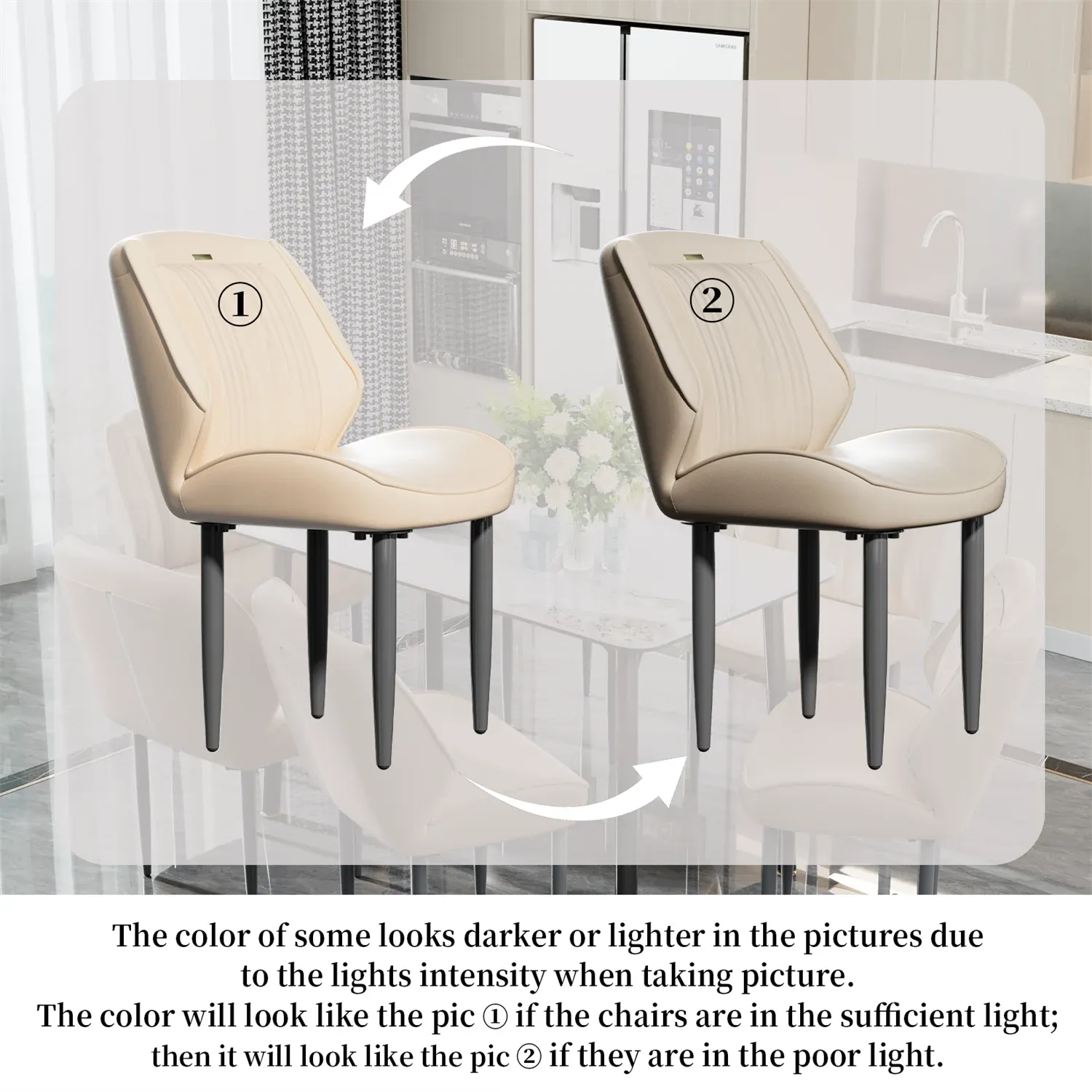 2 Piece Leather Dining Chairs For Kitchen Or Restaurant