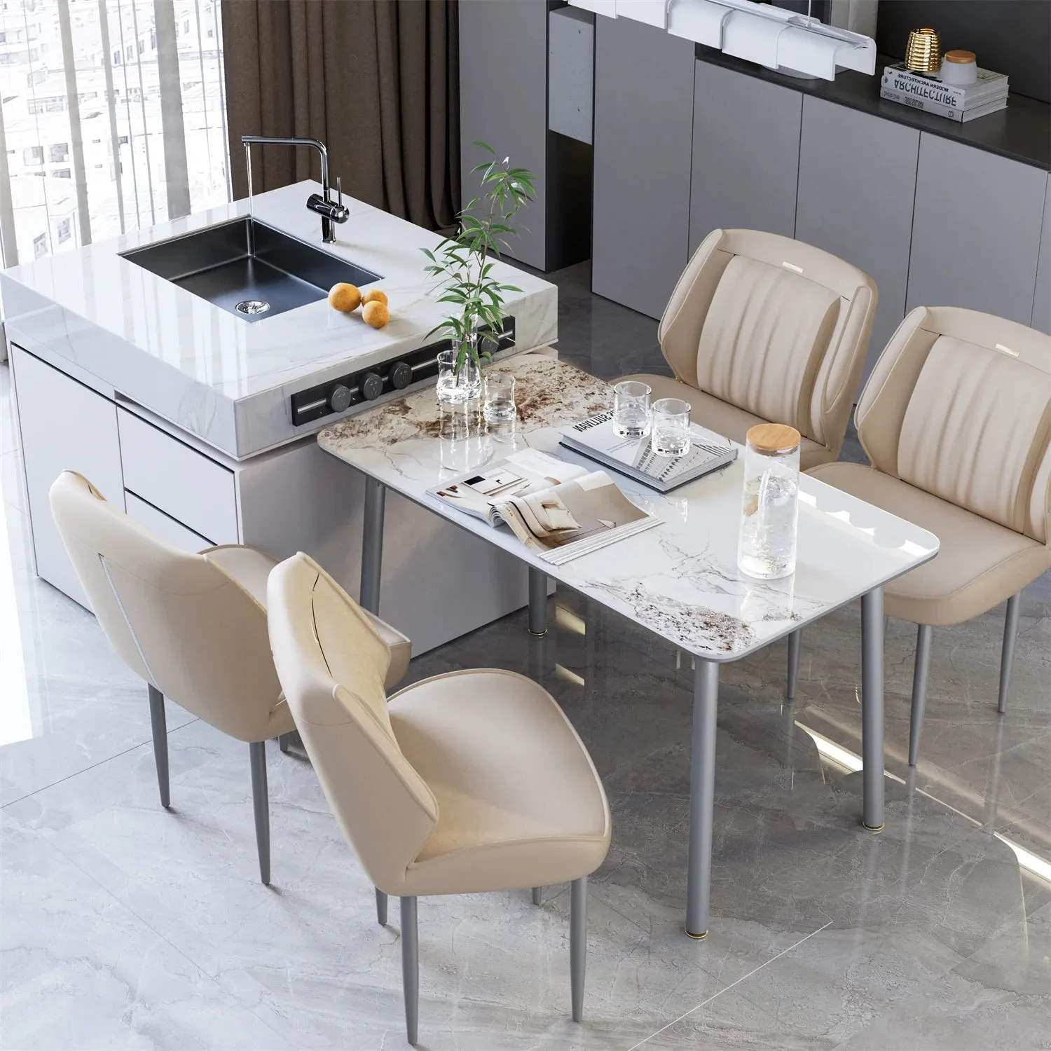 2 Piece Leather Dining Chairs For Kitchen Or Restaurant