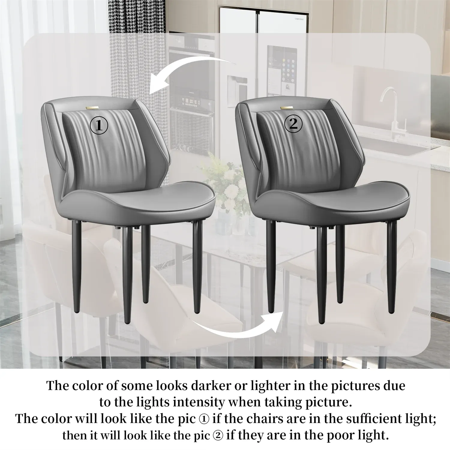 2 Piece Leather Dining Chairs For Kitchen Or Restaurant