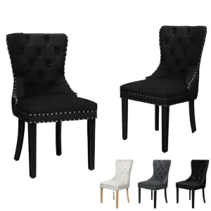 2X Padded Velvet Dining Chairs Beige