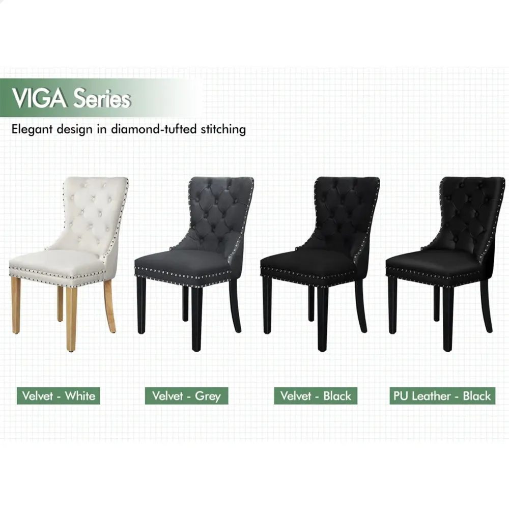 2X Padded Velvet Dining Chairs Beige