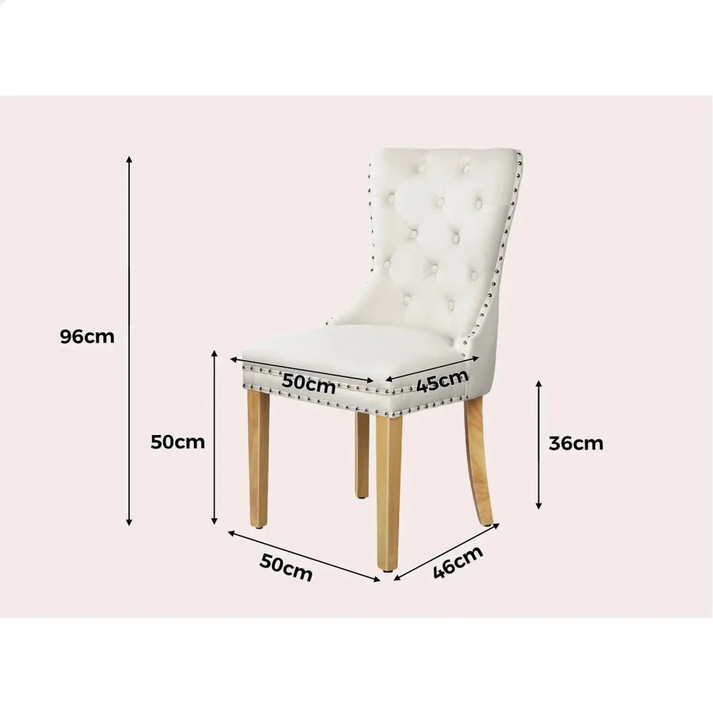 2X Padded Velvet Dining Chairs Beige