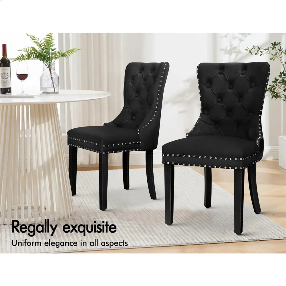2X Padded Velvet Dining Chairs Beige