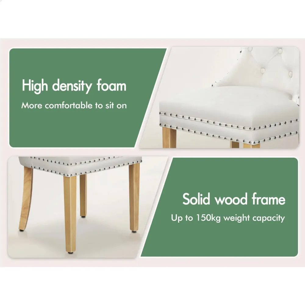 2X Padded Velvet Dining Chairs Beige