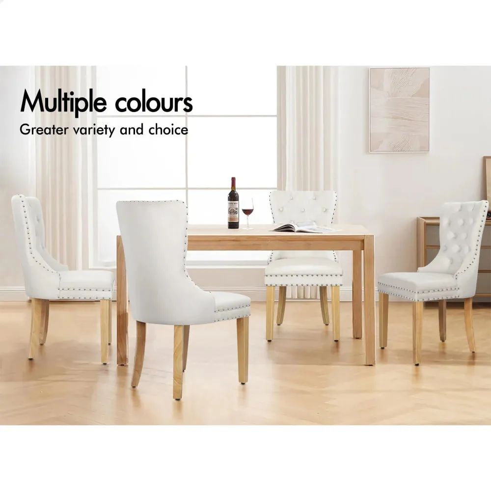 2X Padded Velvet Dining Chairs Beige
