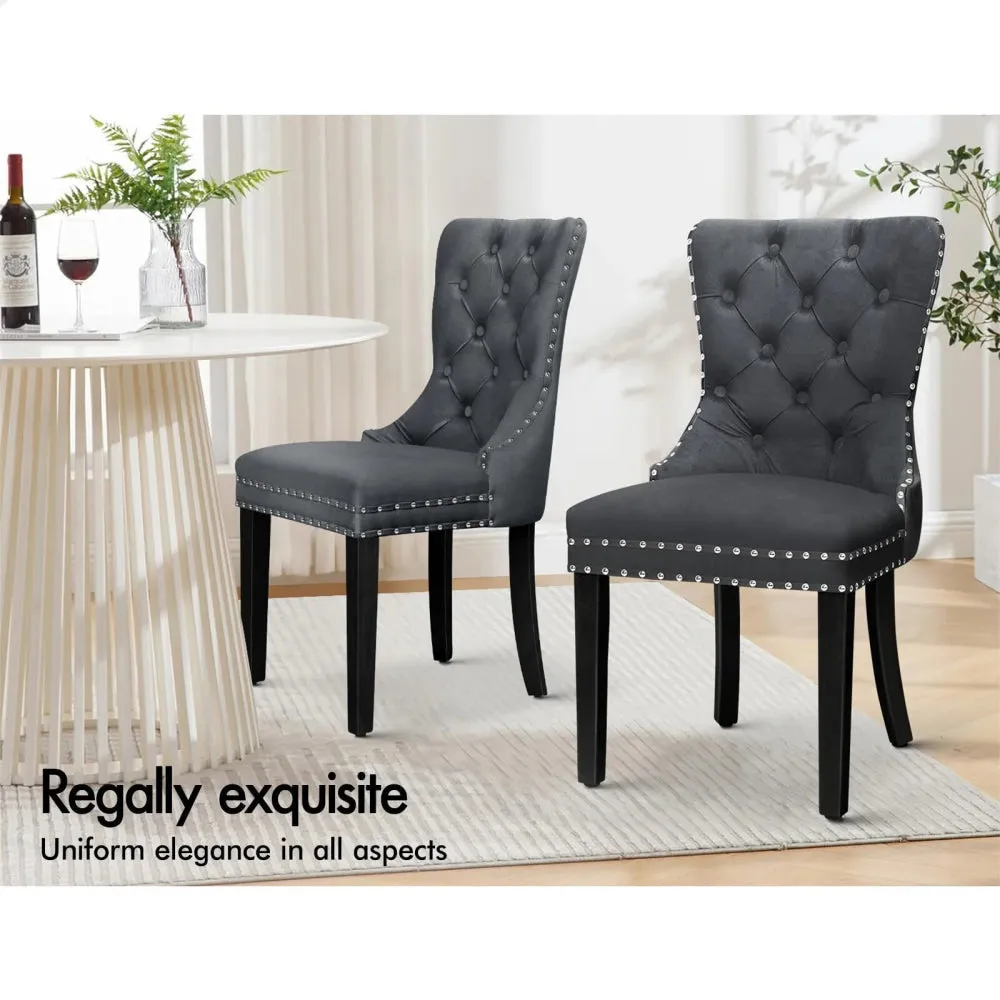 2X Padded Velvet Dining Chairs Beige
