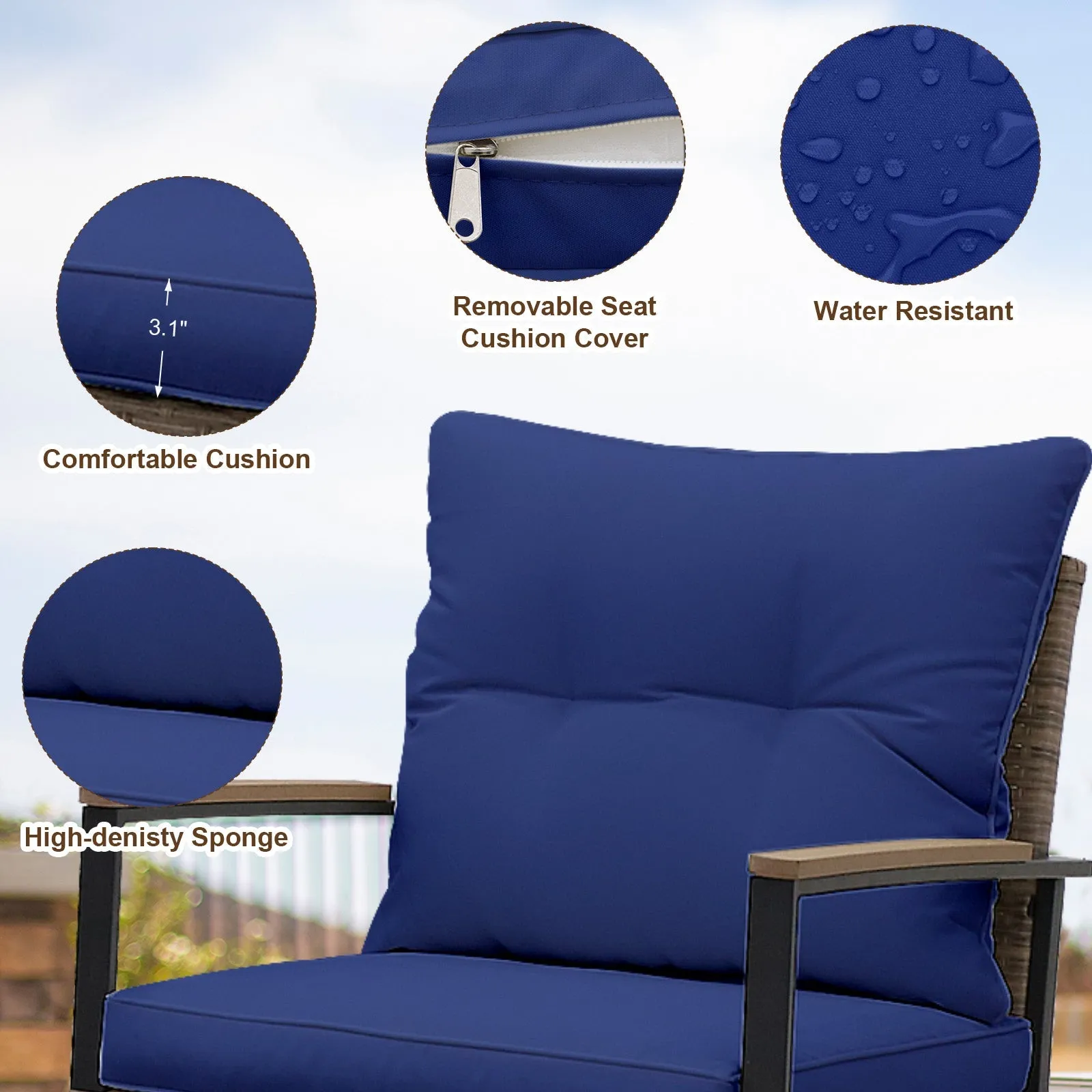 3 PCS Mojave Dusk Outdoor Conversation Set, 2 Rocking Chairs and Side Table