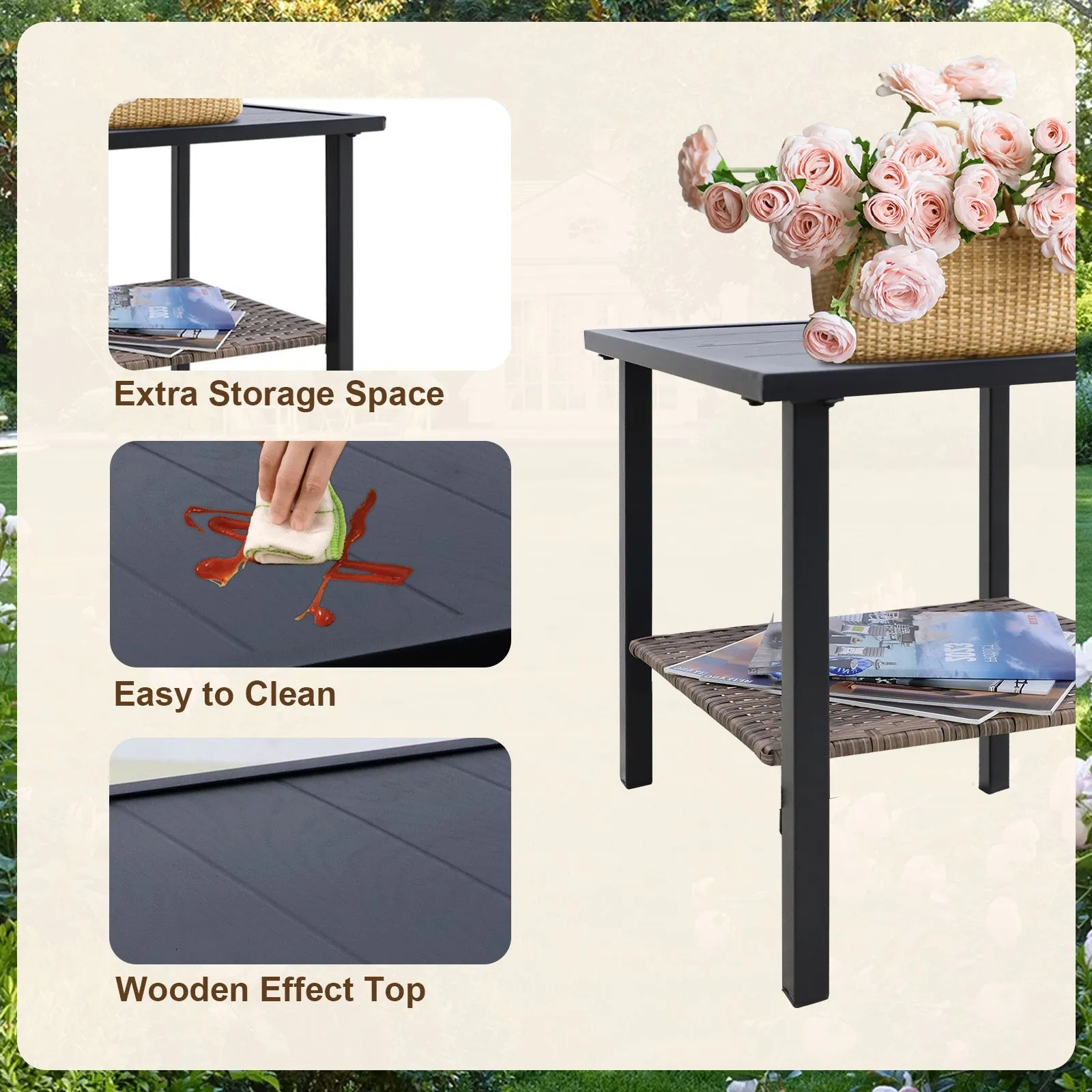 3 PCS Mojave Dusk Outdoor Conversation Set, 2 Rocking Chairs and Side Table