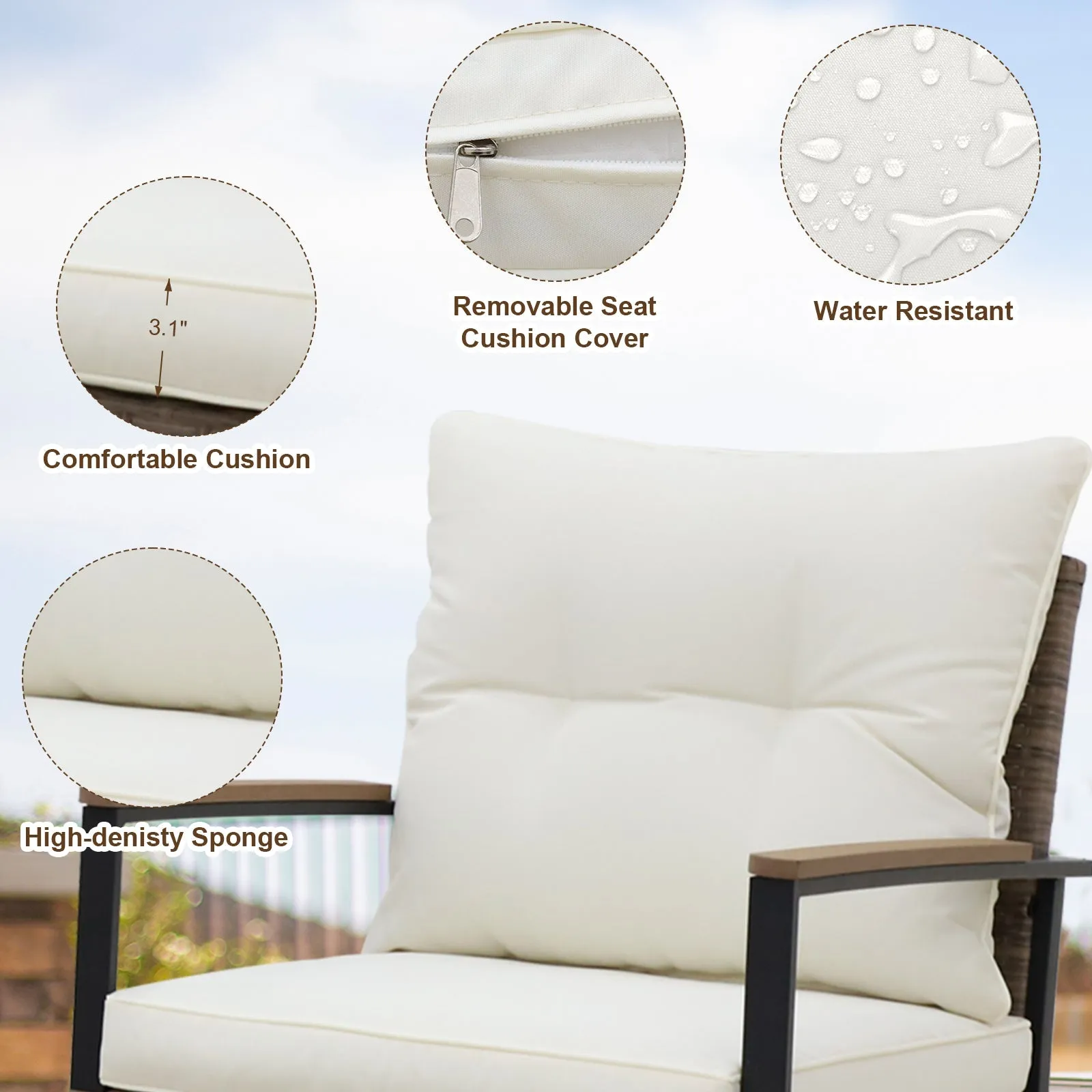 3 PCS Mojave Dusk Outdoor Conversation Set, 2 Rocking Chairs and Side Table