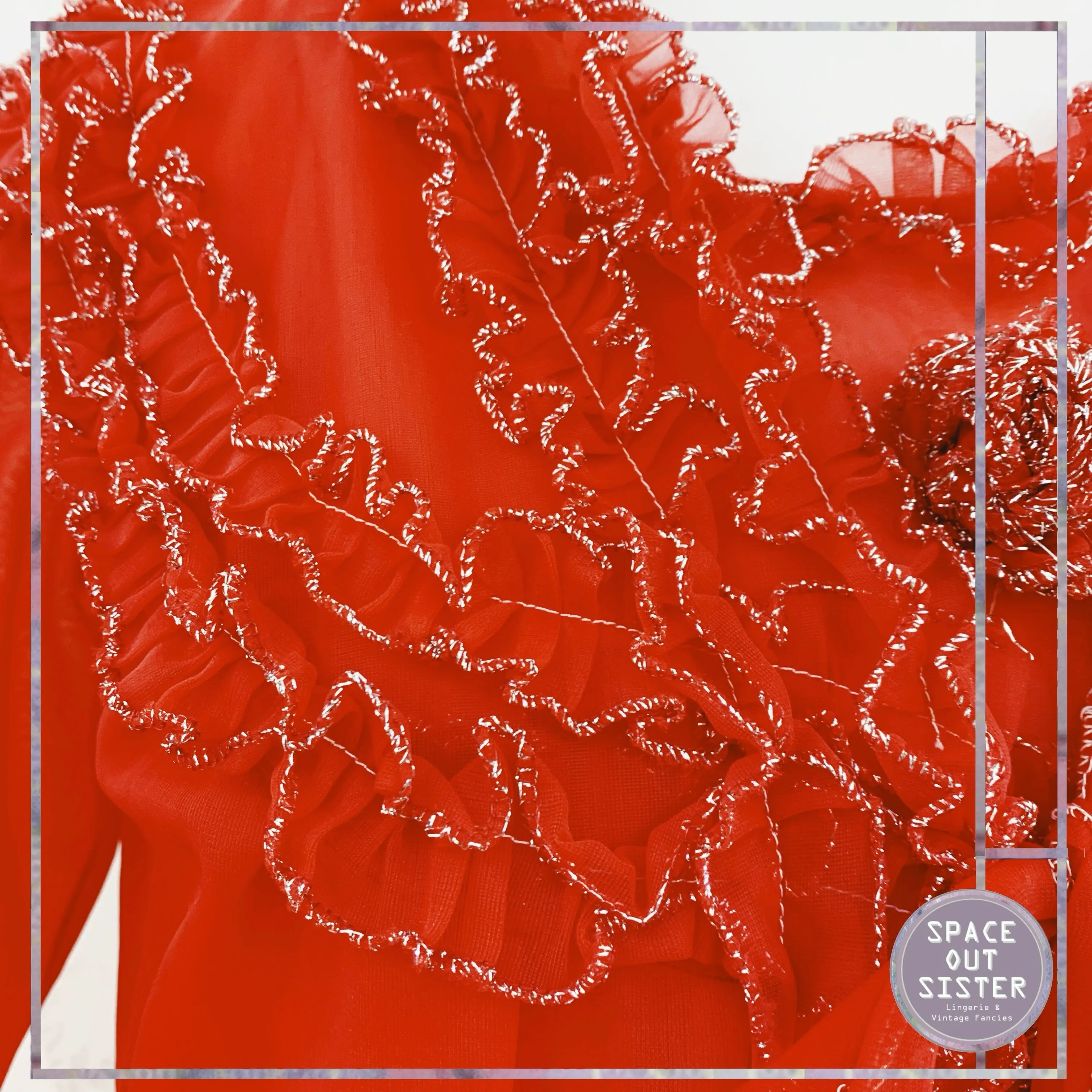 Circa 1960s Vintage Lipstick Red Short Peignoir Set