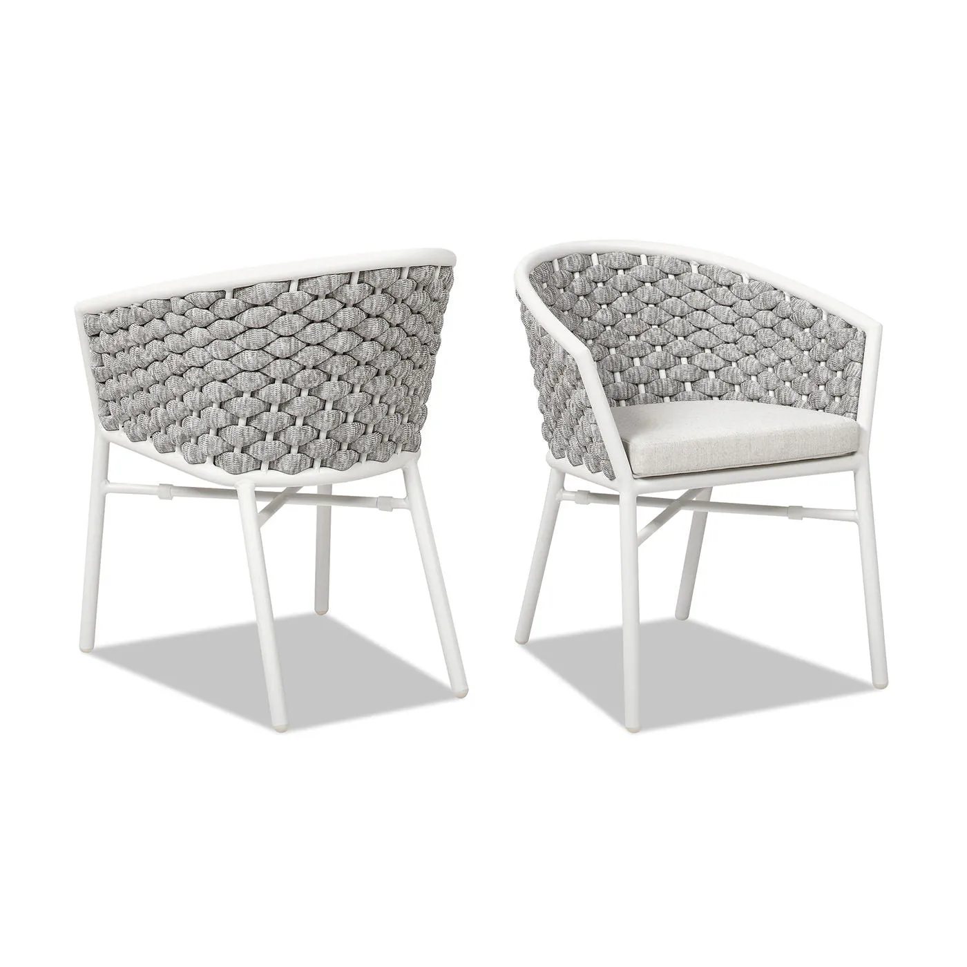 Couch.com Rowan Rope Barrel Back Patio Dining Chairs (Set of 2) Optic White, Set of 2, Durable Design, Weather-Resistant, Fabric Construction, White Finish by Couch.com