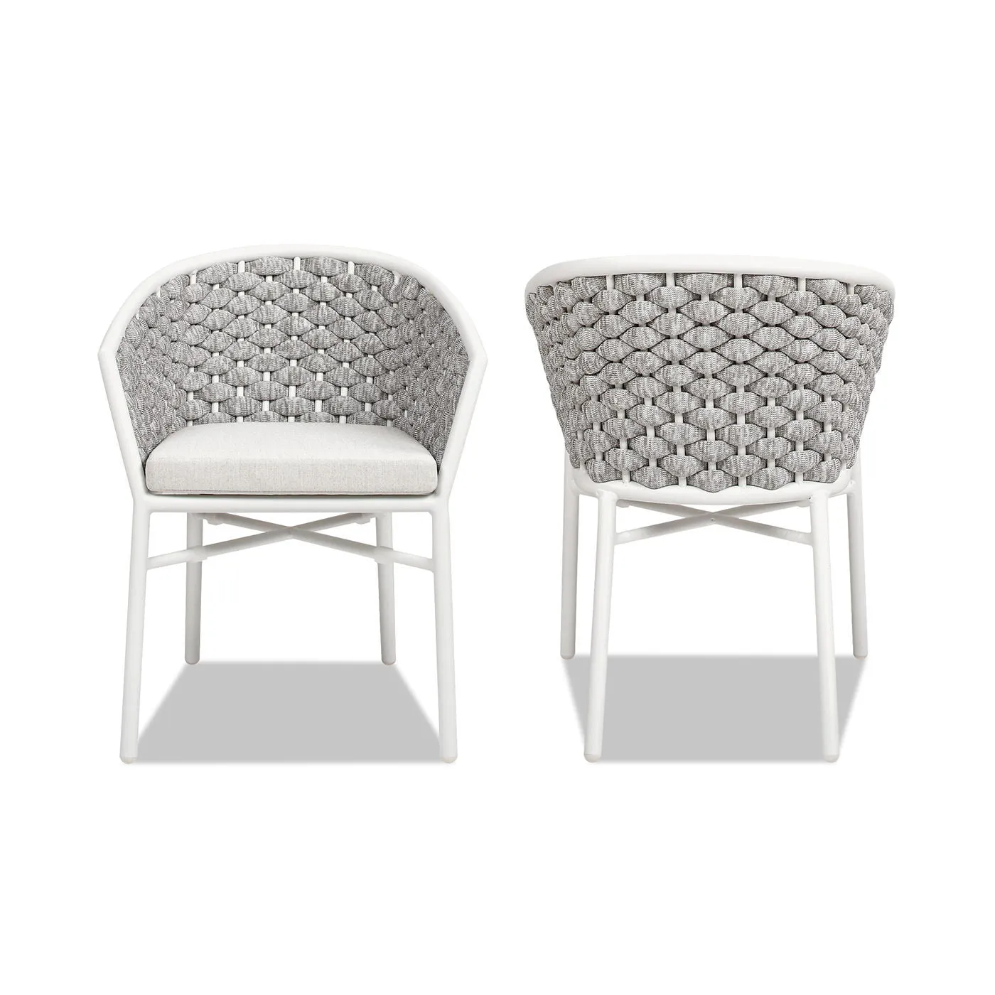 Couch.com Rowan Rope Barrel Back Patio Dining Chairs (Set of 2) Optic White, Set of 2, Durable Design, Weather-Resistant, Fabric Construction, White Finish by Couch.com