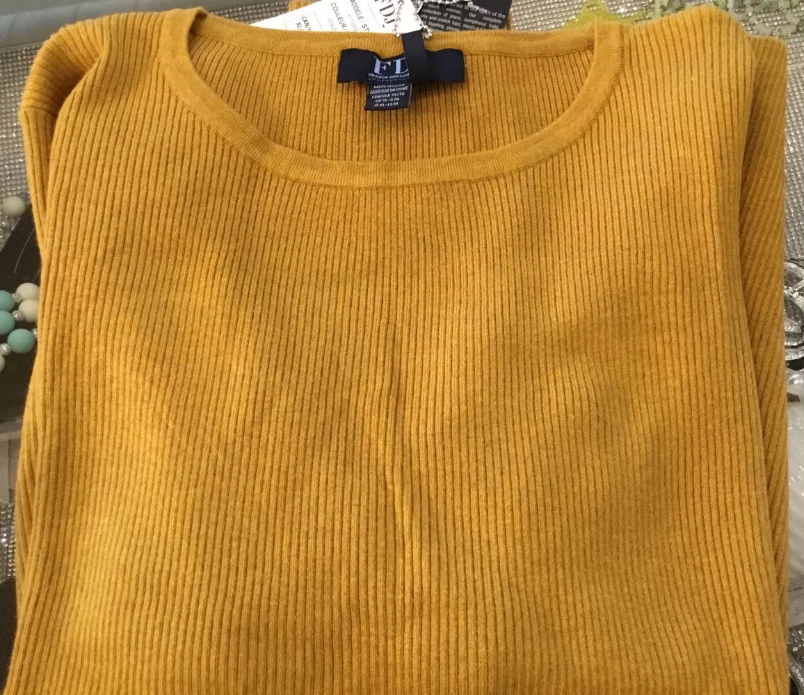 FDJ French Dressing Rib Ballet Gold Mix Neck Sweater Style 113255