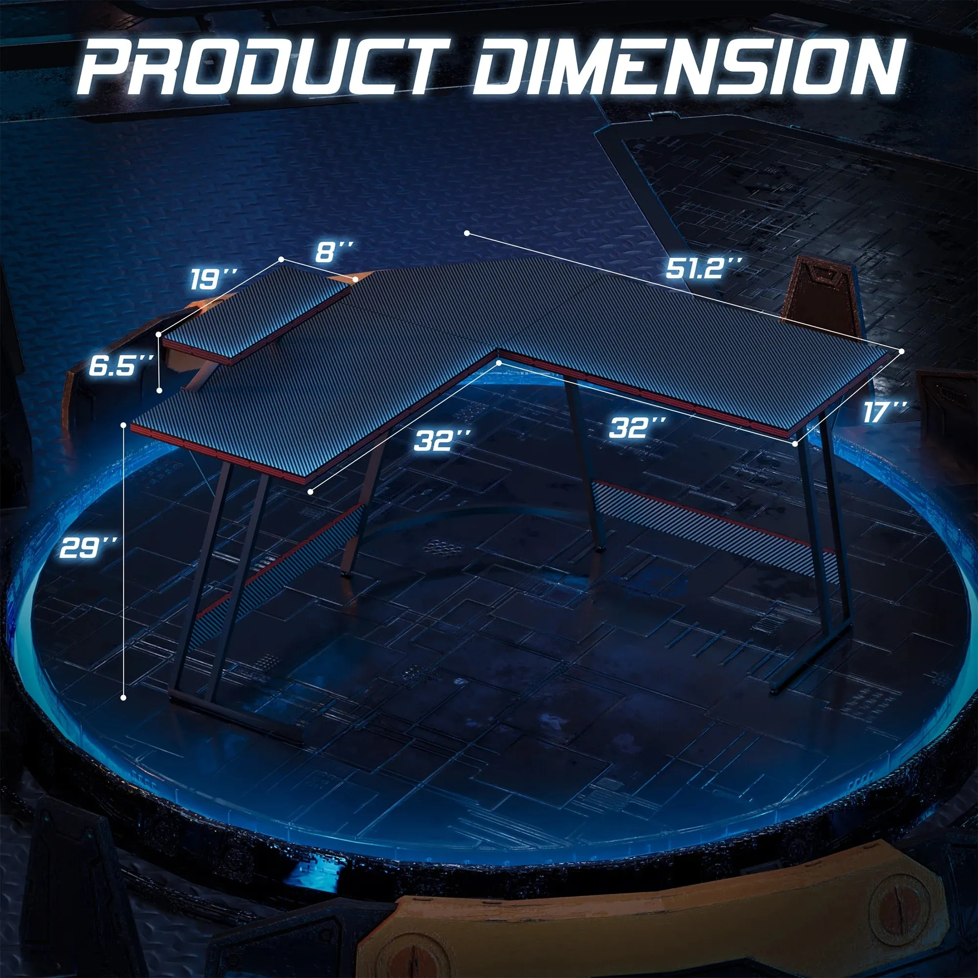 Homall L-Shaped Gaming Desk 51.2 Inches Corner Office Desk with Removable Monitor Riser, Black