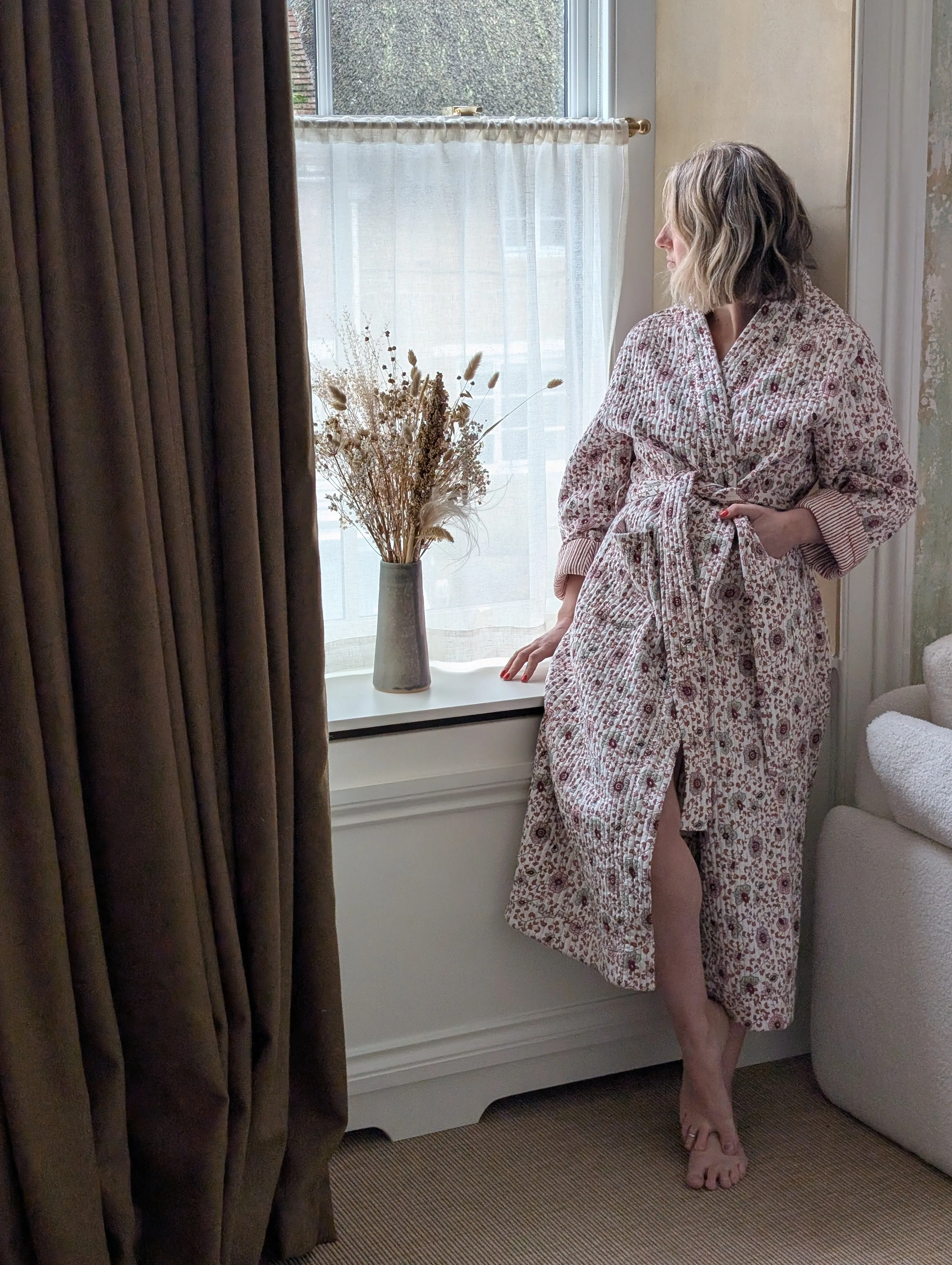Quilted Dressing Gown - Earth - Restocking September 2025