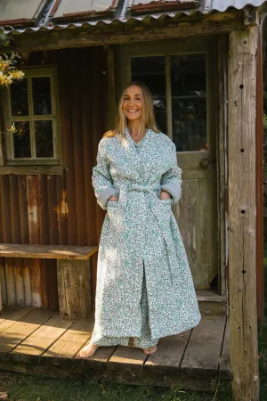 Quilted Dressing Gown - Petala Green - Restocking September 2025