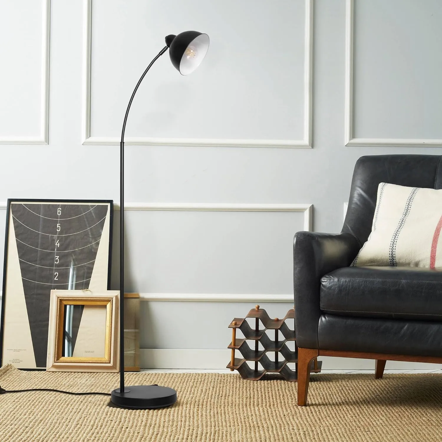 Standing Floor Lamps with 8W LED Bulb, Foot Switch & Adjustable Head, Black