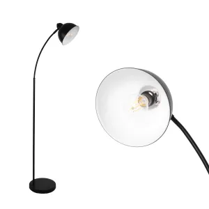Standing Floor Lamps with 8W LED Bulb, Foot Switch & Adjustable Head, Black