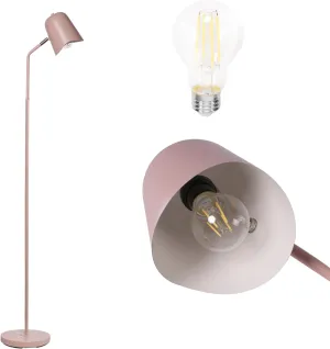 Standing Floor Lamps with 8W LED Bulb, Foot Switch & Adjustable Head, Pink